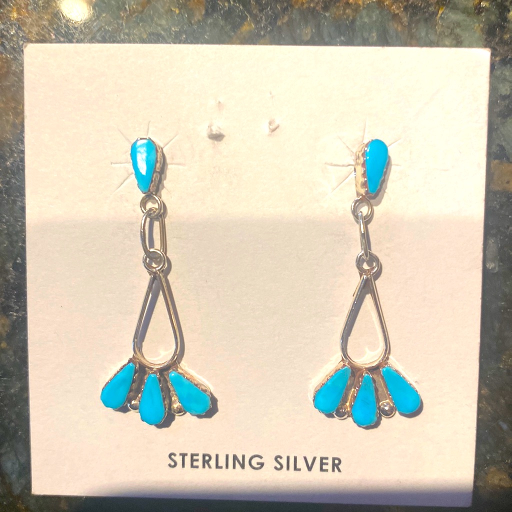 Zuni Turquoise And Sterling Silver Earrings